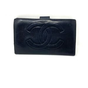 Chanel Vintage Black Lambskin CC Long Wallet – 90s, Authentic, Made In France
